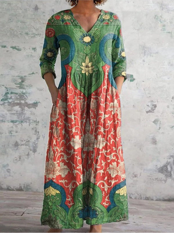 Celestine | Elegant Vintage Floral Maxi Dress