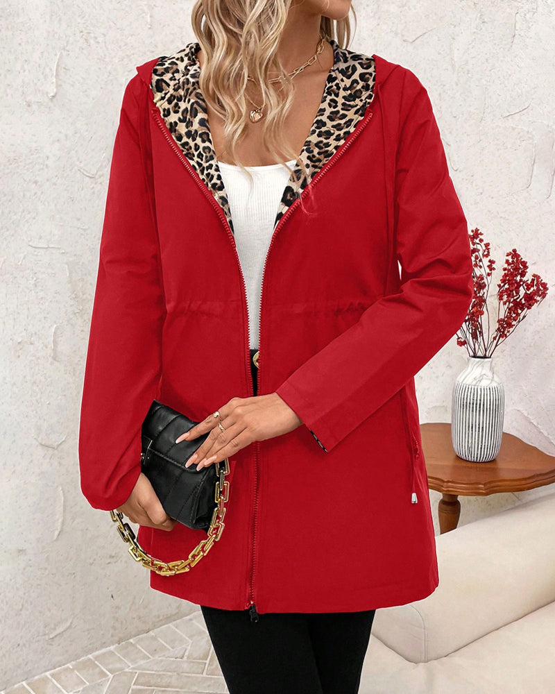 Hailey | Reversible Hooded Leopard Coat