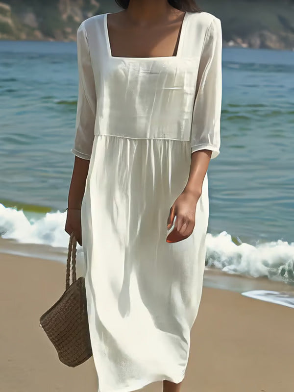 Marina | Effortless Square-Neck Midi Dress
