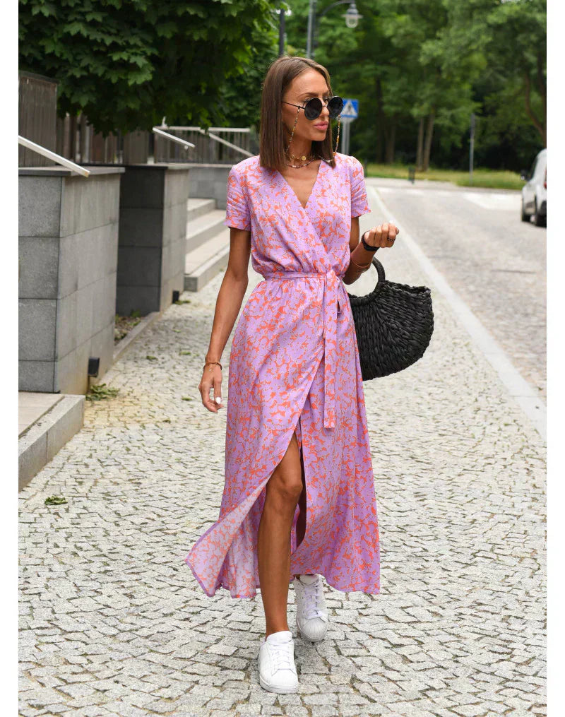 Eva | Elegant V-Neck Flowing Midi Dress