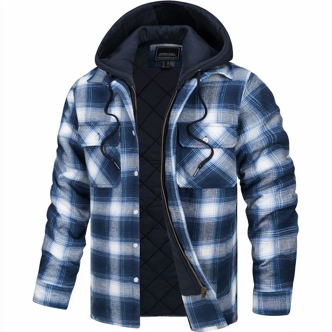 Wade | Rugged Plaid Hooded Jacket