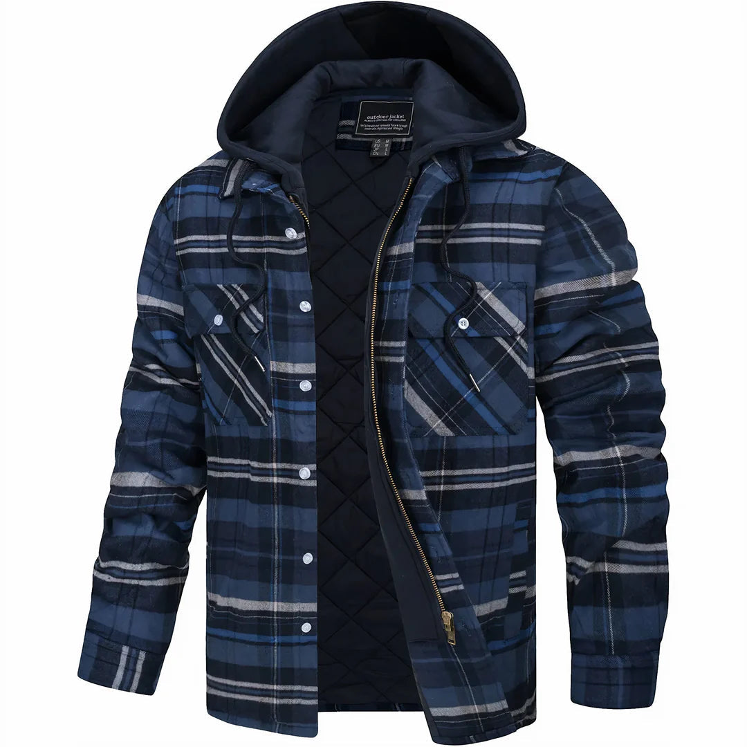 Wade | Rugged Plaid Hooded Jacket